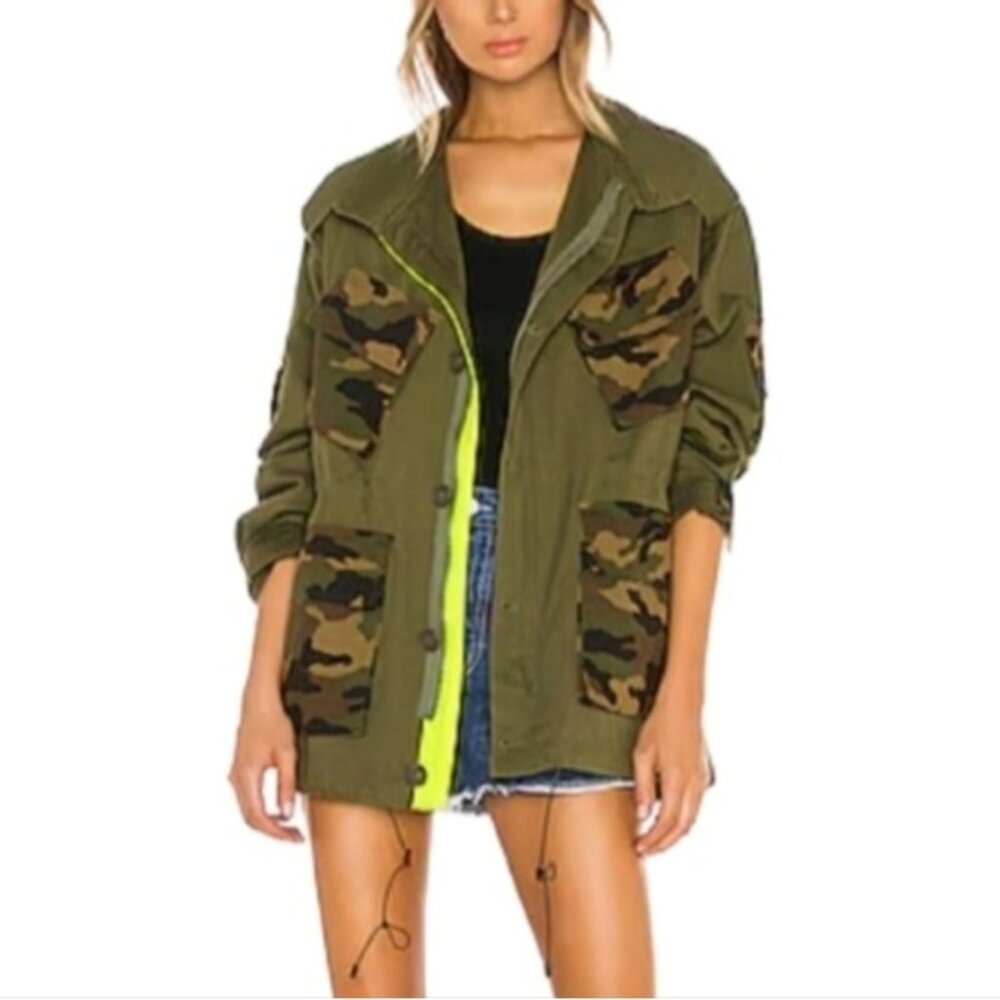 SMYTHE Surplus Cotton Jacket in Woodland Camo *Oversized Relaxed Fit Women's XS
